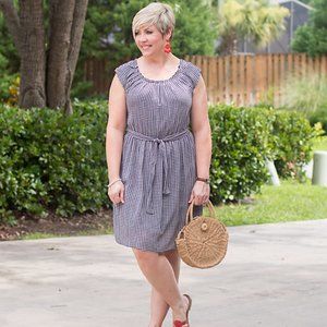 Navy blue gingham dress